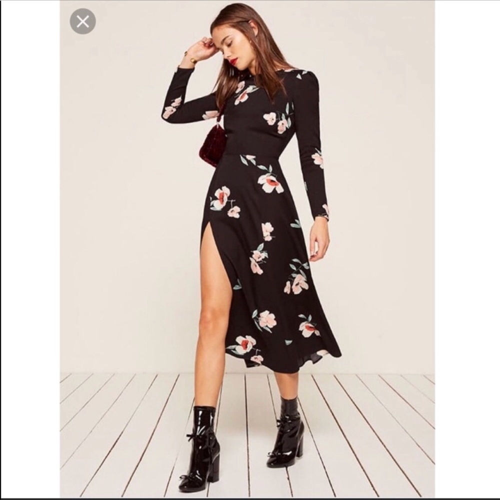 Reformation Vanessa Long Sleeve Floral Midi Dress